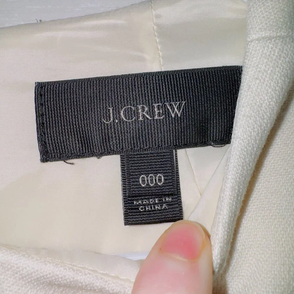 J. Crew Women's Ivory Ponte Knit Half Sleeve Mini Dress size 000